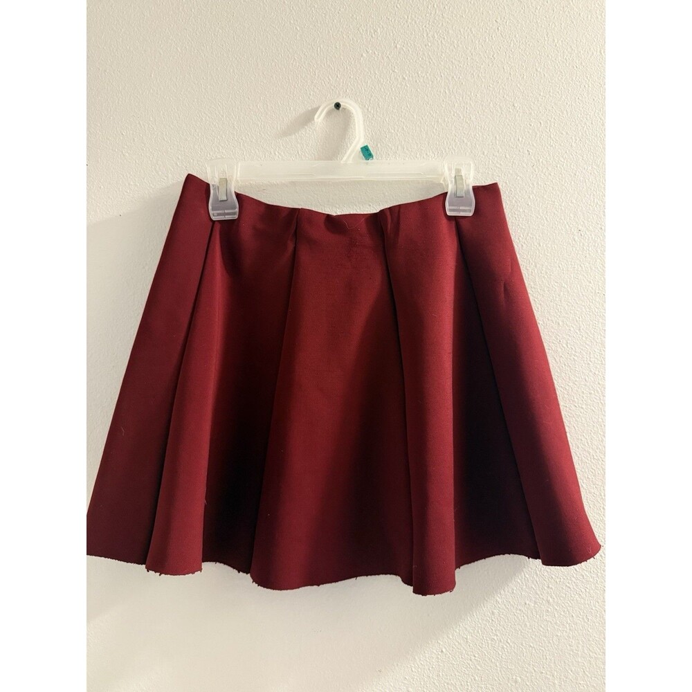 Ultra Flirt Burgundy Skater Skirt Pleated Stretch Size M Mini Flared